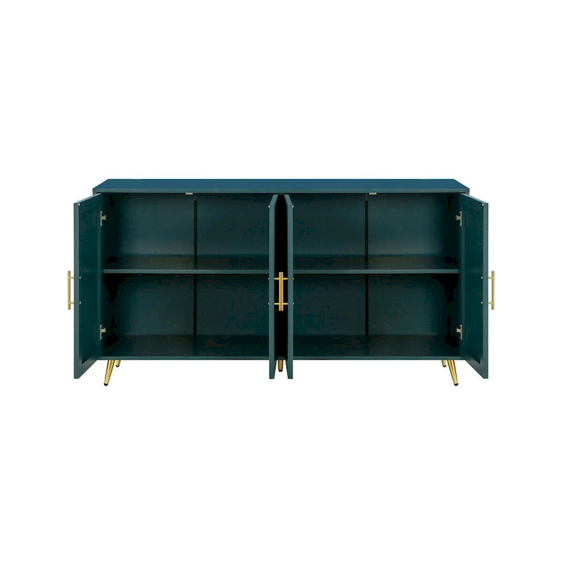 Accent Four Door Wood with Adjustable Shelves Storage Cabinet