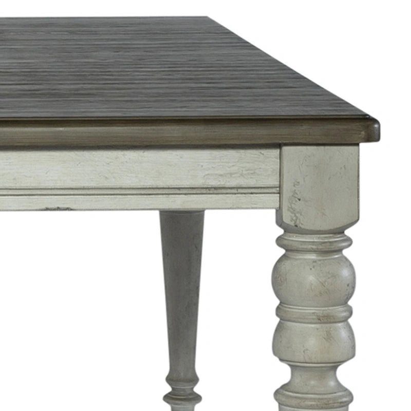 Antique White & Weathered Gray Two-Tone Rectangular Leg Dining Table