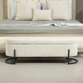 Pouf de rangement en tissu capitonné avec charnière de sécurité