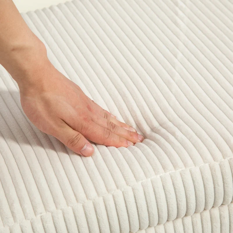 Pouf de rangement en tissu capitonné avec charnière de sécurité