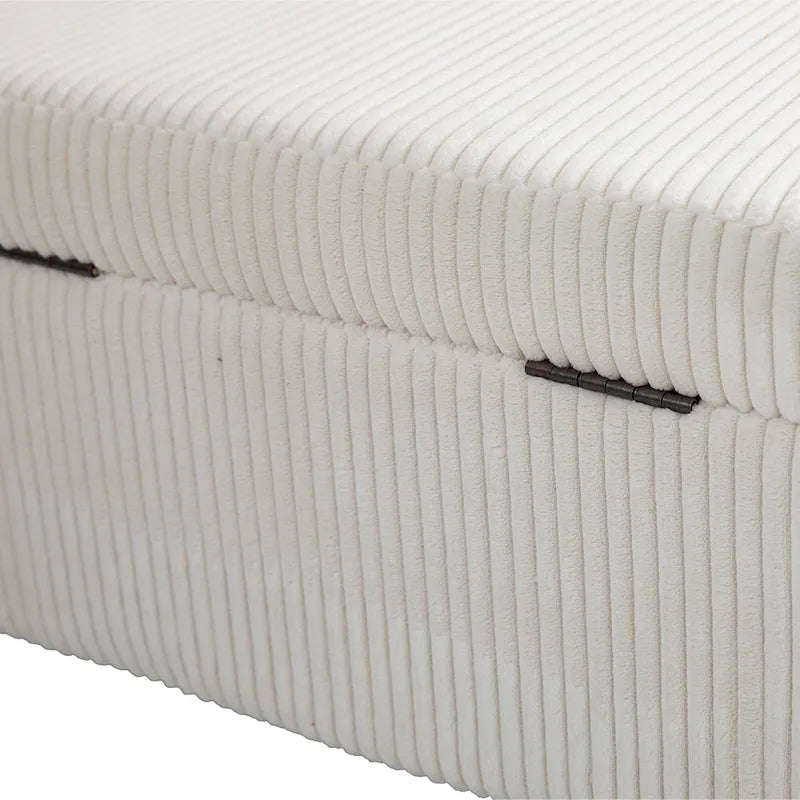 Pouf de rangement en tissu capitonné avec charnière de sécurité