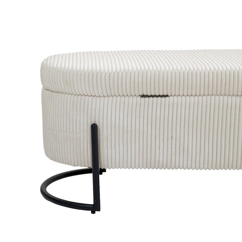 Pouf de rangement en tissu capitonné avec charnière de sécurité